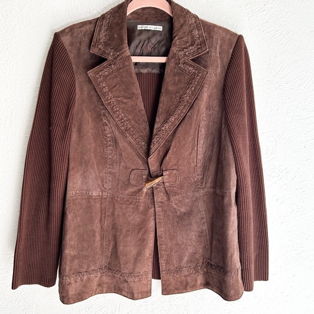 Vintage Suede & Knit Jacket Chocolate Brown Jacket toggle western heritage
